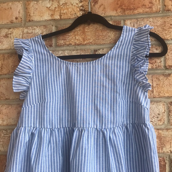 NWT SHEIN ruffle armhole tie back striped blouse - Picture 6 of 7
